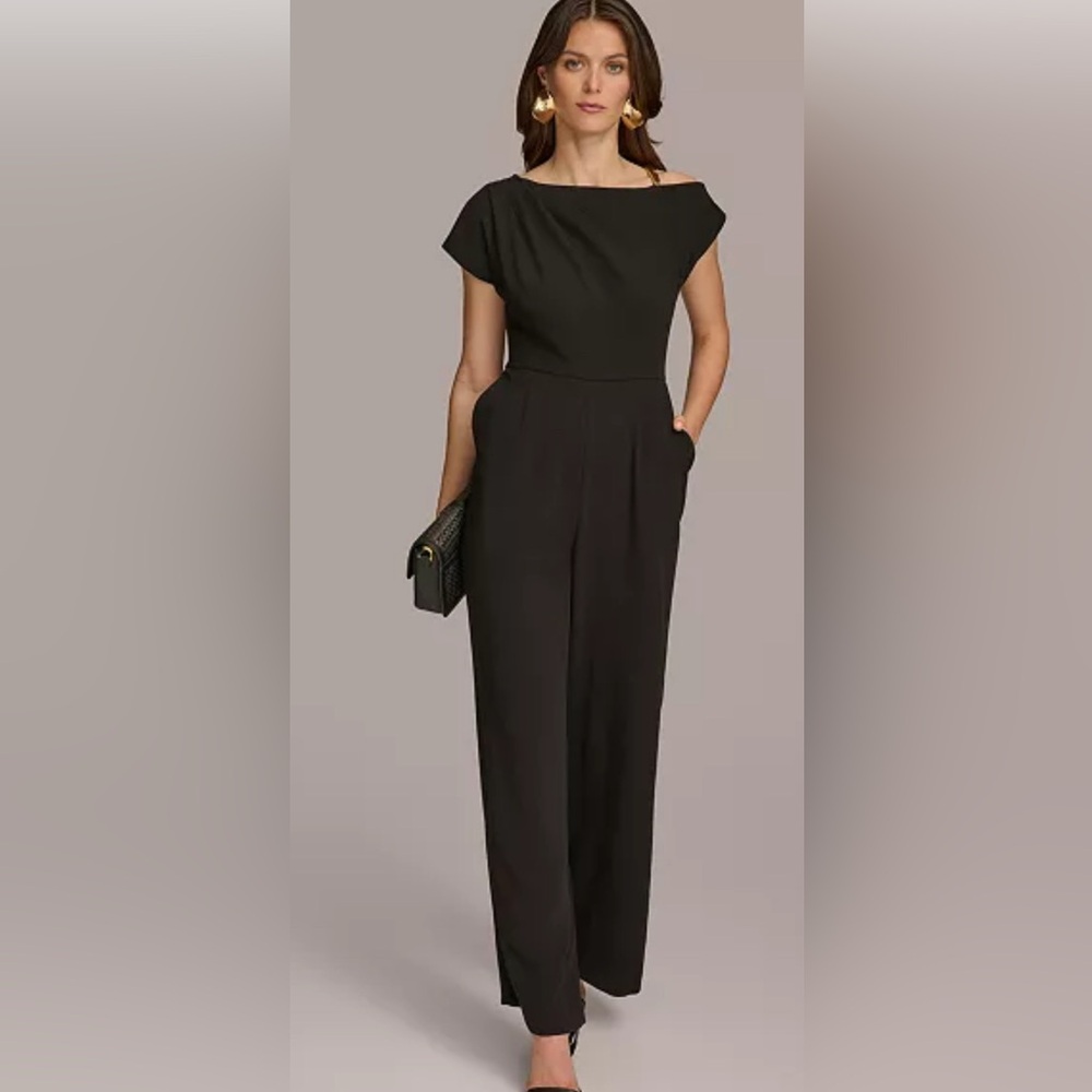 Women's Hardware-Trim Asymmetric-Neck
Jumpsuit Color: Black Size 4